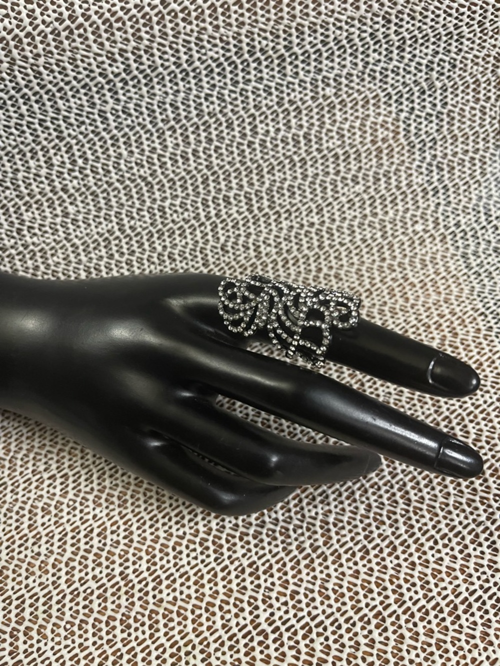 New beautiful long black bling statement ring size 7.5